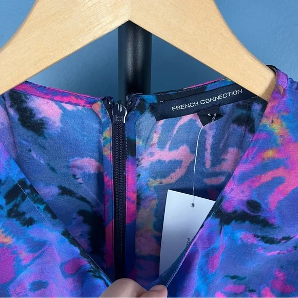 French Connection Blue Depths Gabriella Delph Midi Dress - Picture 5 of 10